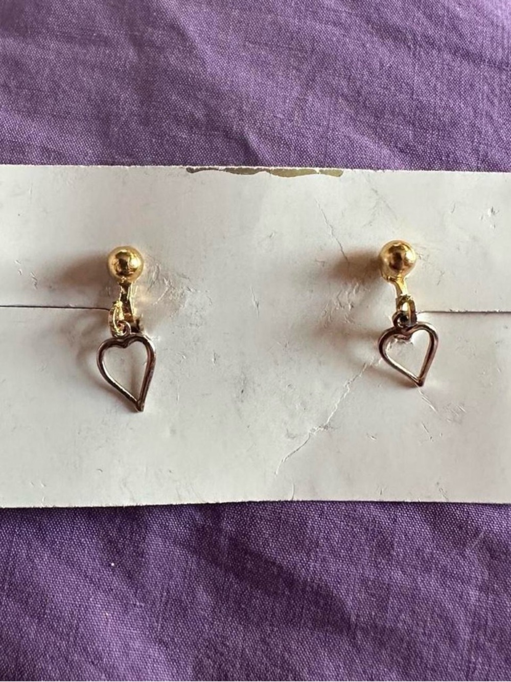 American Vintage Gold Heart Drop Clip-On Earrings